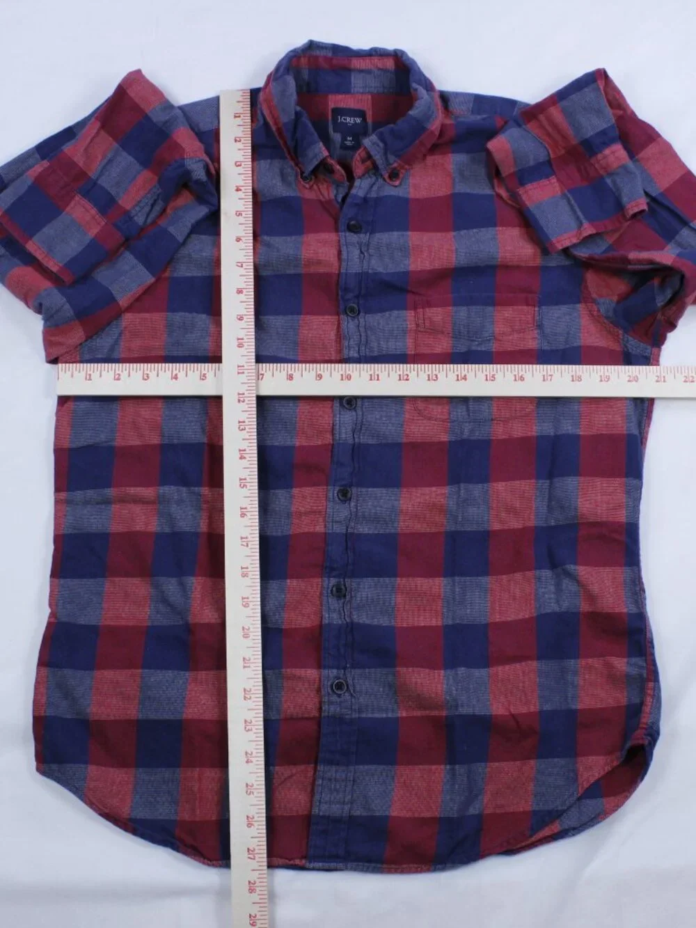 J.Crew Plaid Flannel Shirt - Men's - Blue &‎ Maroon - Size M - Classic Fit